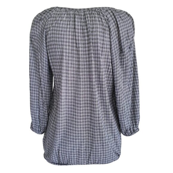 Michael Kors Houndstooth Print Elastic Waist Blouson Peasant Top S - Picture 5 of 16
